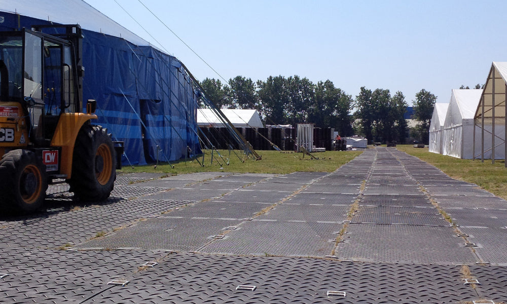 Plastic trackway mats for event access and temporary ground protection
