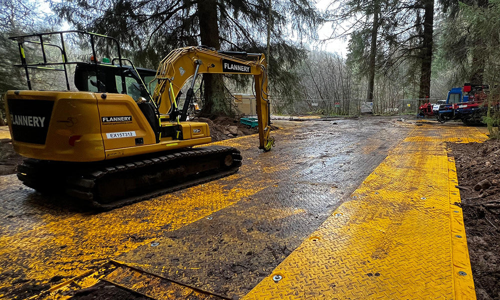 Heavy duty plastic trackway mats used for temporary access