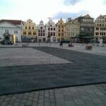 Temporary block pavement protection in city centre square