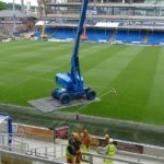 Mat hire at sports stadium for cherrypicker