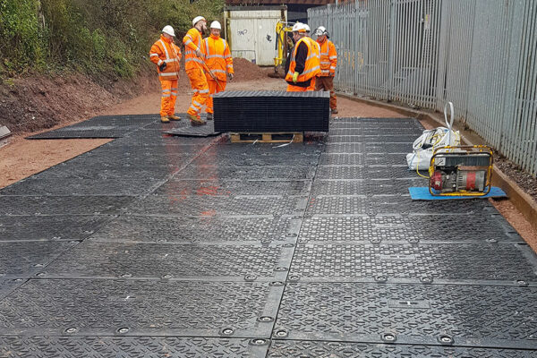 Temporary ground protection at railway site