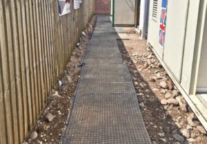 temporary footpath for workers on building work site