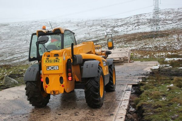 heavy duty remote access road across difficult hilly terrain
