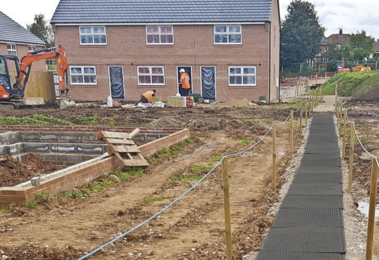 temporary footpath for workers on building work site