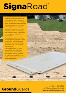 temporary access road across grass field