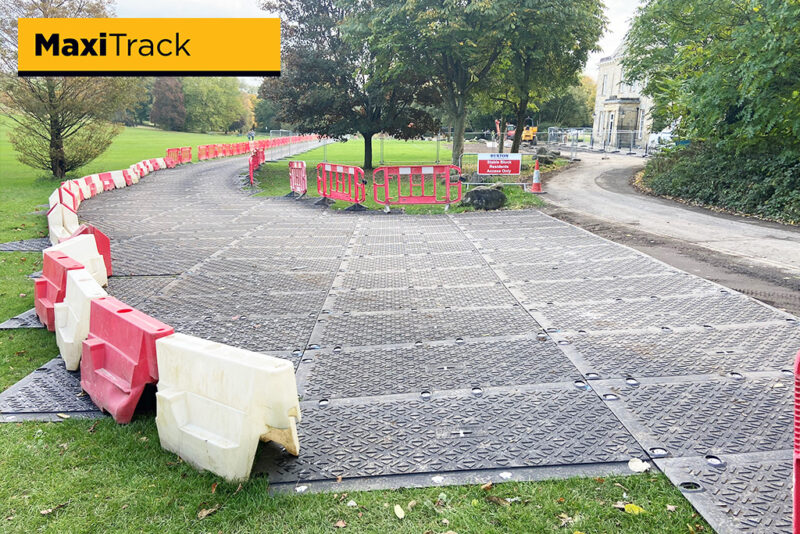 heavy duty access road across public park