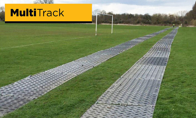Twin trackway across football sports field