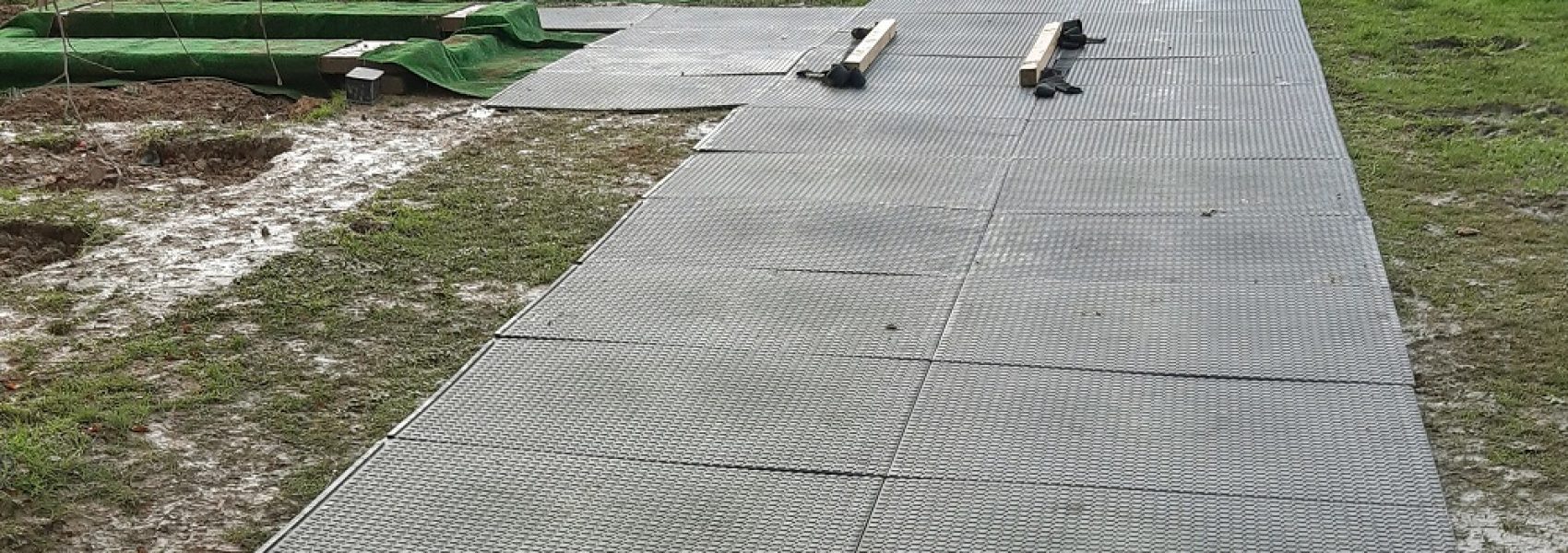 temporary ground protection pathway at cemetery